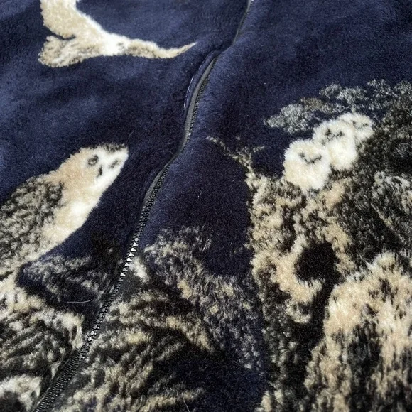 Vintage Owl Print Sherpa Fleece - Picture 4 of 5